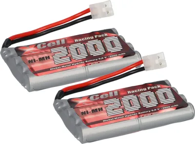 Produktbild von 2x Akku RC-Pack 9,6V 2000mAh AA Mignon L4x2 XCell Ni-MH Racing Pack Tamiya