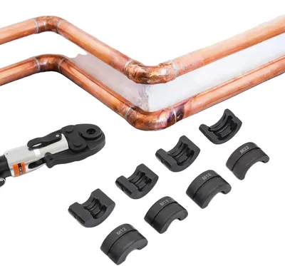 Produktbild von Rohrpresswerkzeuge, Größe 42x21mm (1,65x0,83in), Pressbereich: 12mm bis 28mm, langlebiger Cr40-Stahl, 5 Größen enthalten, hochtemperaturbehandelt