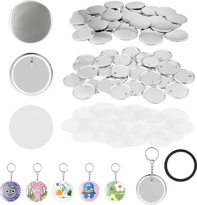 Obrázek produktu pro Kulaté knoflíky - 100 kusů - 58 mm - Sada knoflíkových odznaků - Sada pro mapování - Knoflíky pro kutily - Pro knoflíkářský stroj