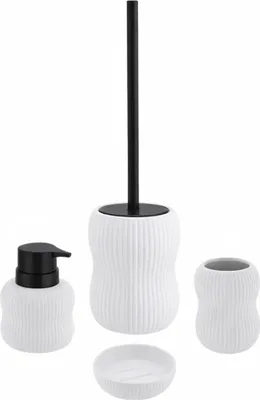 Produktbild von TENDANCE | Badausstattung - Badezimmerzubehör - Badezimmerset  - weiß - aus Sandstein - 4er Set - Badset