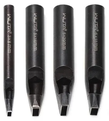 Immagine prodotto di Set di punteruoli Acciaio al carbonio, 4 pezzi, rettangolari, per lavori in pelle, da 3 a 20 mm