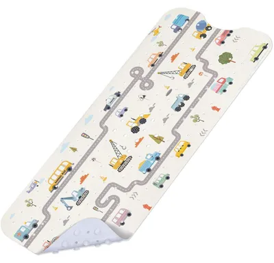 Productafbeelding van Antislip badmat voor kinderen, automotief design, 100 x 40 cm, PVC, machinewasbaar