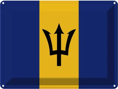 Produktbild von vianmo Blechschild 30x40 cm Barbados Flagge Fahne Wappen