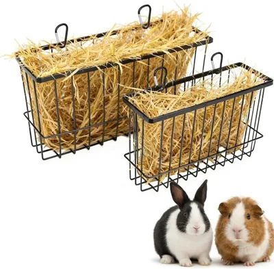 Heubox mit Haken für Kaninchen & Meerschweinchen, Metall, 2er-Set