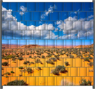 Produktbild von Wallario Zaunsichtschutz mit Motiv Wüste in Arizona - blauer Himmel mit Wolken I für Ein- und Doppelstabmatten Zäune in der Größe 200 x 180 cm