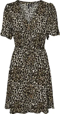 Produktbild von VERO MODA Kleid mit Knopfleiste Taillengürtel und Leopardenmuster Print Größe: XL