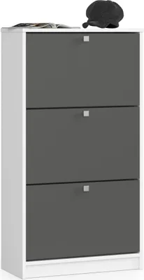 Produktbild von Schuhschrank AKORD Weiß  Front Graphitgrau B60 x H113 x T28,5 cm