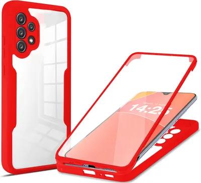 Produktbild von 360 Grad Rundum Schutz Handyhülle für Samsung Galaxy A13 5G Full Cover Vollschutz Case Farbe: Rot