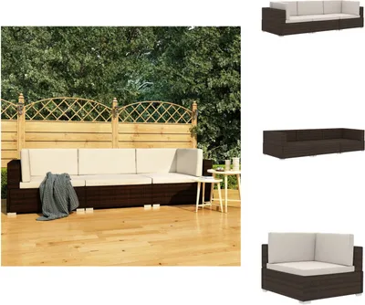 Produktbild von vidaXL 3-tlg. Garten-Sofagarnitur mit Auflagen Poly Rattan Braun -  Gartenmöbel-Sets