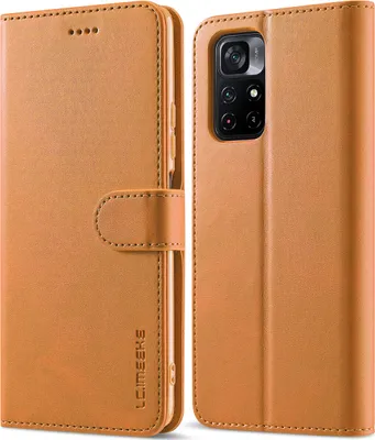 Image de Etui pour Xiaomi Poco M4 Pro 5G, étui en cuir avec fermeture magnétique et support, étui de protection Jaune