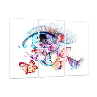 Produktbild von Bilder auf glas - Auge Butterflys Fantasie Fantasie - 105x70cm - Glasbilder - Wandbilder - Kunstdruck - Wanddekoration aus Glas - Glas Bilder - Wandbild auf Glas - GCE105x70-3096