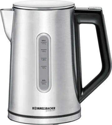 Obrázek produktu pro Rommelsbacher Wasserkocher WK 3000, 1,7 l, 3000 W, Černá, Nerezová ocel, Nerezová ocel, Nastavitelný termostat, Indikátor úrovně vody