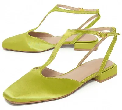 Image de Chaussures de danse pour ballerines, à talon bas, de couleur verte
