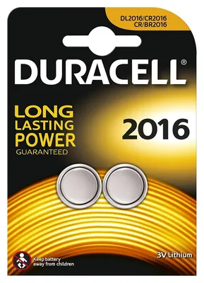 Zdjęcie produktu dla Duracell CR2016, Jednorazowa bateria, CR2016, Lit, 3 V, 2 szt., Metaliczny