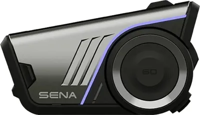 A close-up, studio shot of a motorcycle communication device.