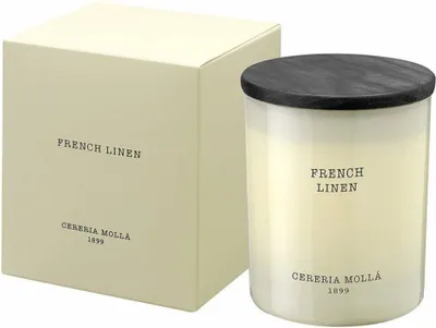 Produktbild von Cereria Molla BOTIQUE Premium Kerze aus französischem Leinen 8x9 cm