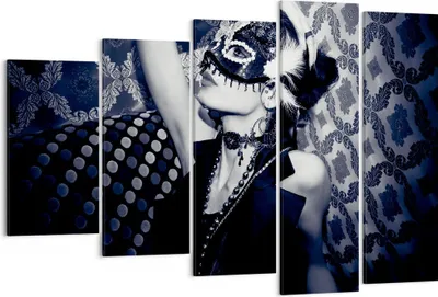 Produktbild von Bild auf Leinwand - Leinwandbild - Frau Karneval Maske Mode - 150x100cm - Wand Bild - Wanddeko - Leinwanddruck - Bilder - Kunstdruck - Wanddekoration - Leinwand bilder - Wandkunst - EG150x100-2212