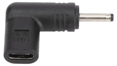 Imagen del producto de Adaptador emulador de conector USB 3.1 Tipo C (100 W, PD) a conector DC de 18,5–20 V, con conector de 3,0 x 1,1 mm, con ángulo de 90 grados