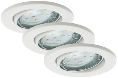 Immagine prodotto di Lampada da incasso a LED set da 3 orientabile IP23 GU10 Ø 8,6 cm 3W bianco metallo Briloner