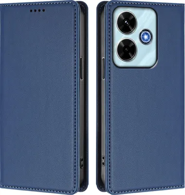 Image de Étui en cuir pour Xiaomi Redmi 13 4G, étui à rabat magnétique en cuirPolyuréthaneavec support, bleu foncé