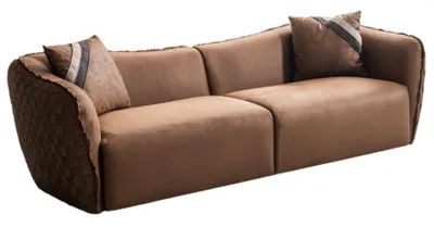 Produktbild von Elegantes 3-Sitzer Sofa im modernen Design mit geflochtenem Rücken