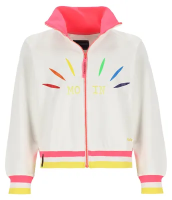 Produktbild von Wattlöper Damen Sweatjacke mit Schriftzug X-Stick "Anker-O-S-W" und Wattlöper - Jacke mit Stehkragen in Offwhite Größe S