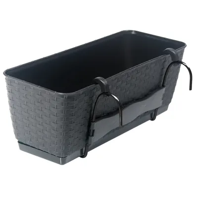 Produktbild von Kasten für Geländer Balkon Terrasse Blumentopf Rattan-Imitat 38,6 cm Antrazit
