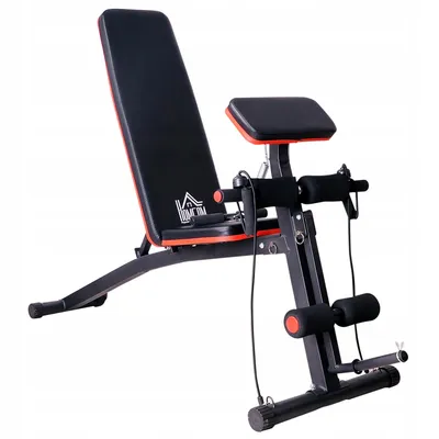 Zdjęcie produktu dla Homcom A91-062, Regulowana ławka treningowa, 120 kg, Biceps, Klatka piersiowa, Czarny, Czerwony, 1530 mm, 530 mm