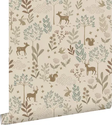 Obrázek produktu pro ESTAhome tapeta les s lesními zvířaty béžová a zelená 53 cm x 10,05 m