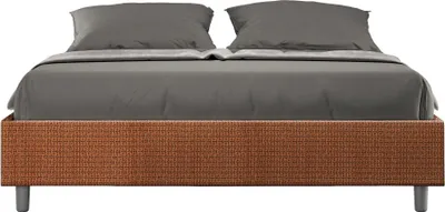 Produktbild von ITYHOME - Gepolstertes Bett mit Bettkasten 160x210 mit Stoffbezug Labirinto 04 Orange Azelia