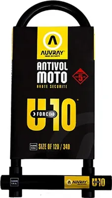 Imagen del producto de AUVRAY, candado de seguridad tipo U, modelo U-FORCE 10, dimensiones 120 x 340 mm, diámetro del perno de 18 mm (clase S.R.A.)