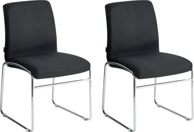 Produktbild von BELIANI Esszimmerstuhl 2er Set Schwarz aus Stoff Gepolstert ohne Armlehnen mit Metallgestell Modernes Design Polsterstuhl für Esszimmer Küche