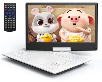 Immagine prodotto di YOTON Lettore DVD portatile da 16,9 pollici con schermo HD rotante da 14,1 pollici, ideale per l'auto, con autonomia della batteria di 4-6 ore, funzione di riproduzione intelligente, supporto USB/SD (bianco)