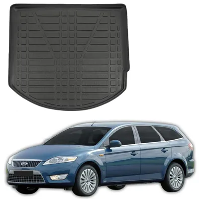Produktbild von SCOUTT | Kofferraumwanne Laderaumwanne Kompatibel mit Ford Mondeo Kombi 2007-2015, mit Hoher Rand, Kofferraum-Schutzmatte, Geriffelt, Aufrollbar, Schwarz