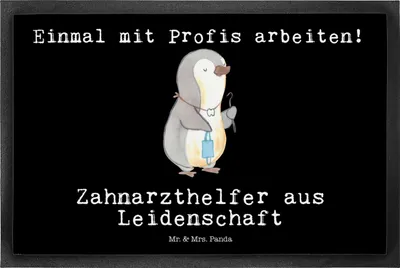 Produktbild von Mr. & Mrs. Panda fußmatte Zahnarzthelfer Leidenschaft 50 x 75 cm - Schwarz - Geschenk, Schmutzfangmatte, Schmutzfänger, Gummimatte, Schmutzmatte, Bodenvorleger