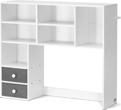 Productafbeelding van Bureauboekenplank, wit, opbergorganizer voor op het bureau, met 3 niveaus, geschikt voor kantoor en thuis