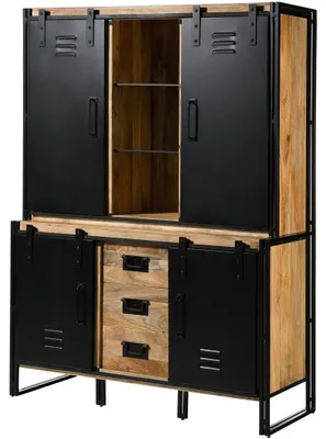 Produktbild von MASSIVMOEBEL24.DE Buffet Mango 150x55x200 natur lackiert / Metall schwarz BLACKBURN #106