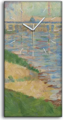 Produktbild von Dekor Leinwand Uhr Wandbilder 30x60 Malerei Abstrakte Kunst Stadt Fluss Brücke - weiße Hände