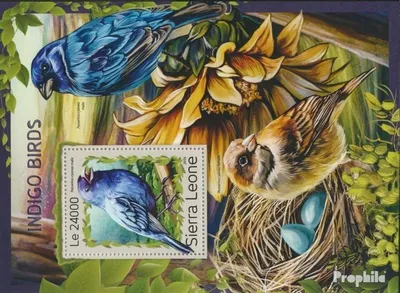 Produktbild von Briefmarken Sierra Leone 2016 Mi Block 1124 (kompl. Ausg.) postfrisch Indigo-Vögel