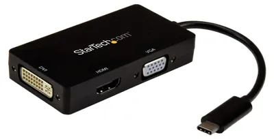 Image de StarTech.com Adaptateur multiport USB-C - 3 en 1 - USB Type-C vers HDMI DVI ou VGA
