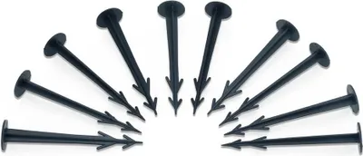 Obrázek produktu pro Intirilife Zemní kotva plastová černá - 100 ks Zemní kotva Plevel Fleece Fixační zemní hřebík Půdní hřebík Barb Hooks