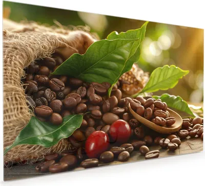 Produktbild von Küchenrückwand Spritzschutz Glas mit Motiv Kaffeebohnen 40 x 40 cm