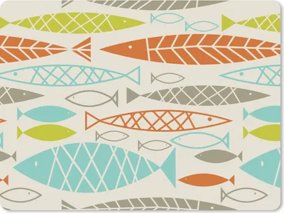 Produktbild von MuchoWow® Mauspad Mousepad Fisch - 50er Jahre - Muster 23x19 cm - Mousepads - Maus Mat - Pad - Mausunterlage - Schreibtischunterlage - Mauspad