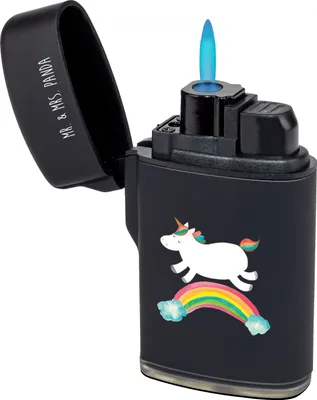 Produktbild von Mr. & Mrs. Panda zigarettenanzünder Einhorn Regenbogen - Schwarz - Geschenk, Unicorn, sturmfeuerzeug, Feuerzeug, Gasfeuerzeug, Glitzer, sturmfeuerzeuge, gas anzünder