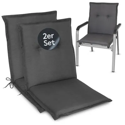 Image de Elzusha - Coussins pour chaise de jardin, anthracite, dossier bas - Lot de 2, confortables
