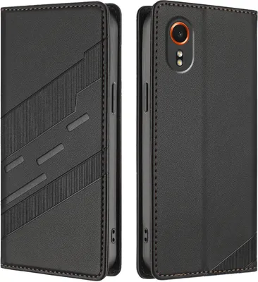 Image de Etui pour Samsung Galaxy XCover 7, étui portefeuille en cuirPolyuréthaneavec fente pour cartes et fonction stand Schwarz