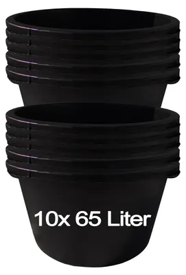Image de 10 seaux à mortier de 65 litres Seau de chantier Seau à mortier Seau à crépi Seau de maçon Seau