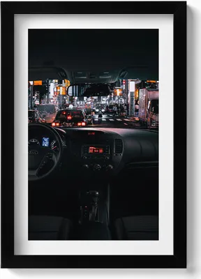 Produktbild von Auto in Tokio– Wandbild mit Rahmen – Gerahmtes Bild  – Wanddekoration – 20x30 cm – Schwarz