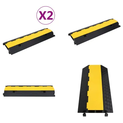 Produktbild von vidaXL Kabelbrücken 2 Stk. 2 Kanäle Gummi 100 cm - Kabelbrücke - Kabelbrücken - Überfahrschutz - Schlauchbrücke