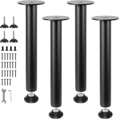 Image de Pieds de table réglables en hauteur pour bureau debout, lot de 4 - Hauteur : 76 cm - Structure en métal - Grande capacité de charge - Adaptés pour bureaux et tables de travail